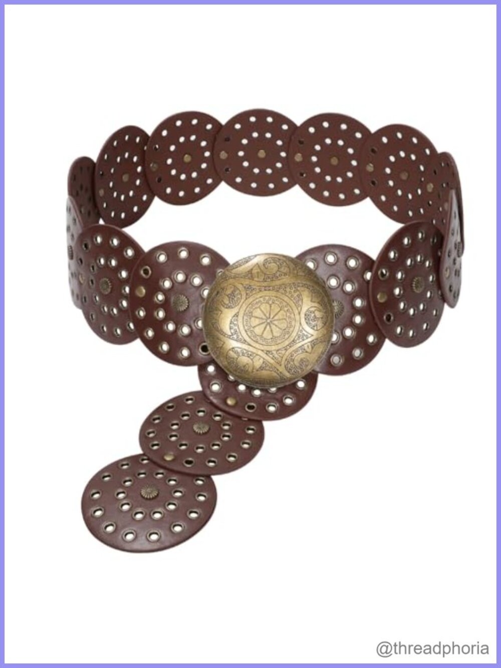 Western Faux Suede Leather Belt Wide Hollow Disc Metal Buckle Cowgirl Waist